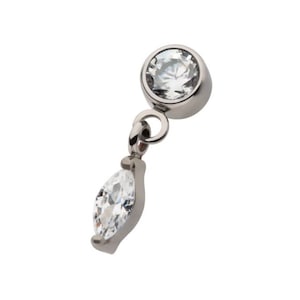 Titanium internally threaded round CZ with dangle earrings | dangle jewelry | hypoallergenic jewelry | rook jewelry | cartilage jewelry