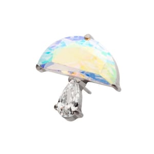 Titanium threadless prong set multi shape CZ mushroom earring | mushroom jewelry |
