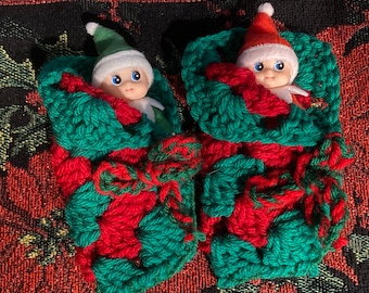 Set of two adorable Christmas toddler or baby elves Free Shipping