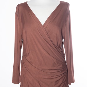 Vestido Max Mara XL Envuelto Marrón Manga Larga