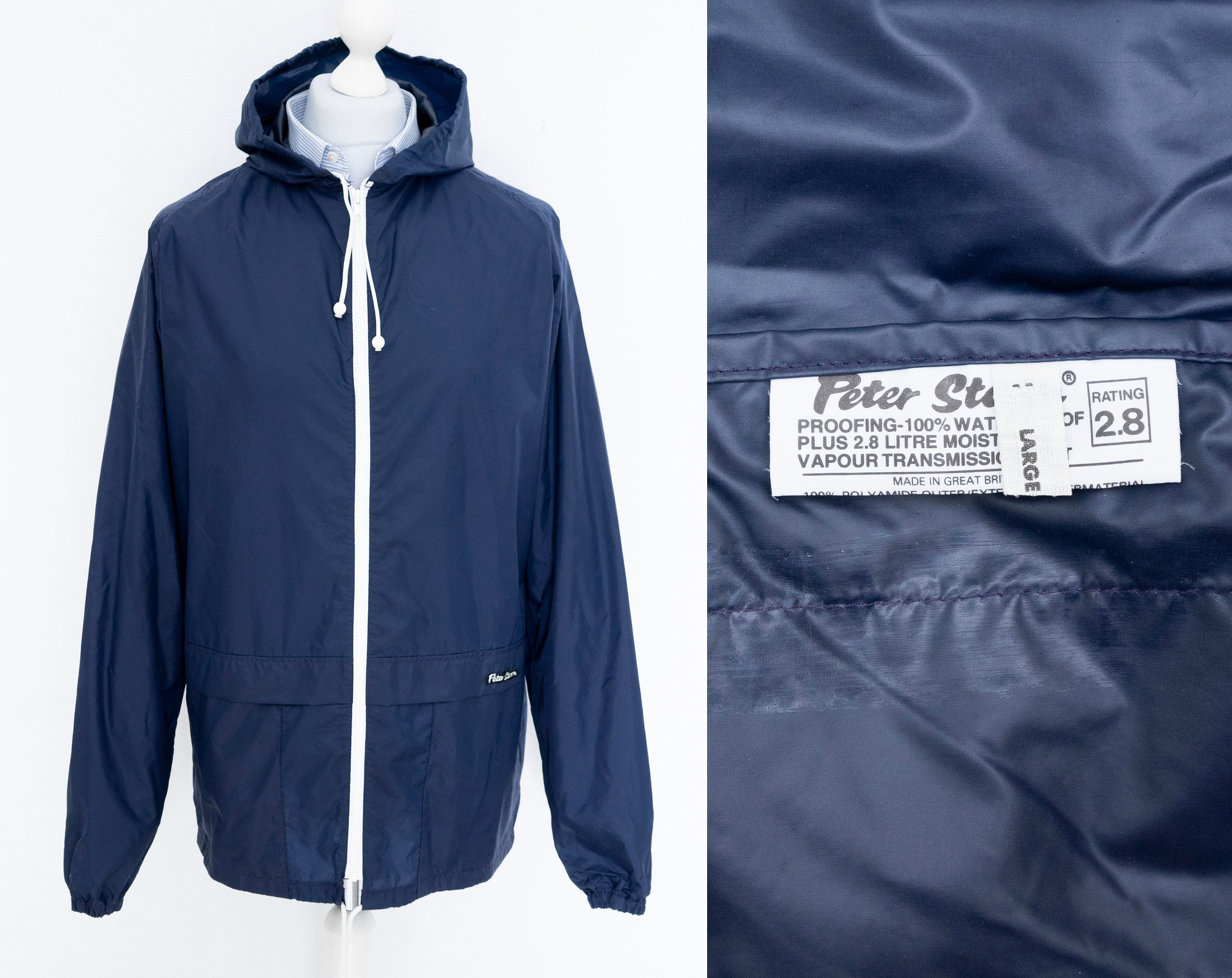 Peter Storm Original Cagoule Vintage Rain Jacket Navy Blue Breathable  Casuals Men's Large 