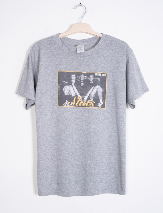 Blink 182 Vintage 90s Sluts T-shirt M Gray Punk Band Tee Y2K