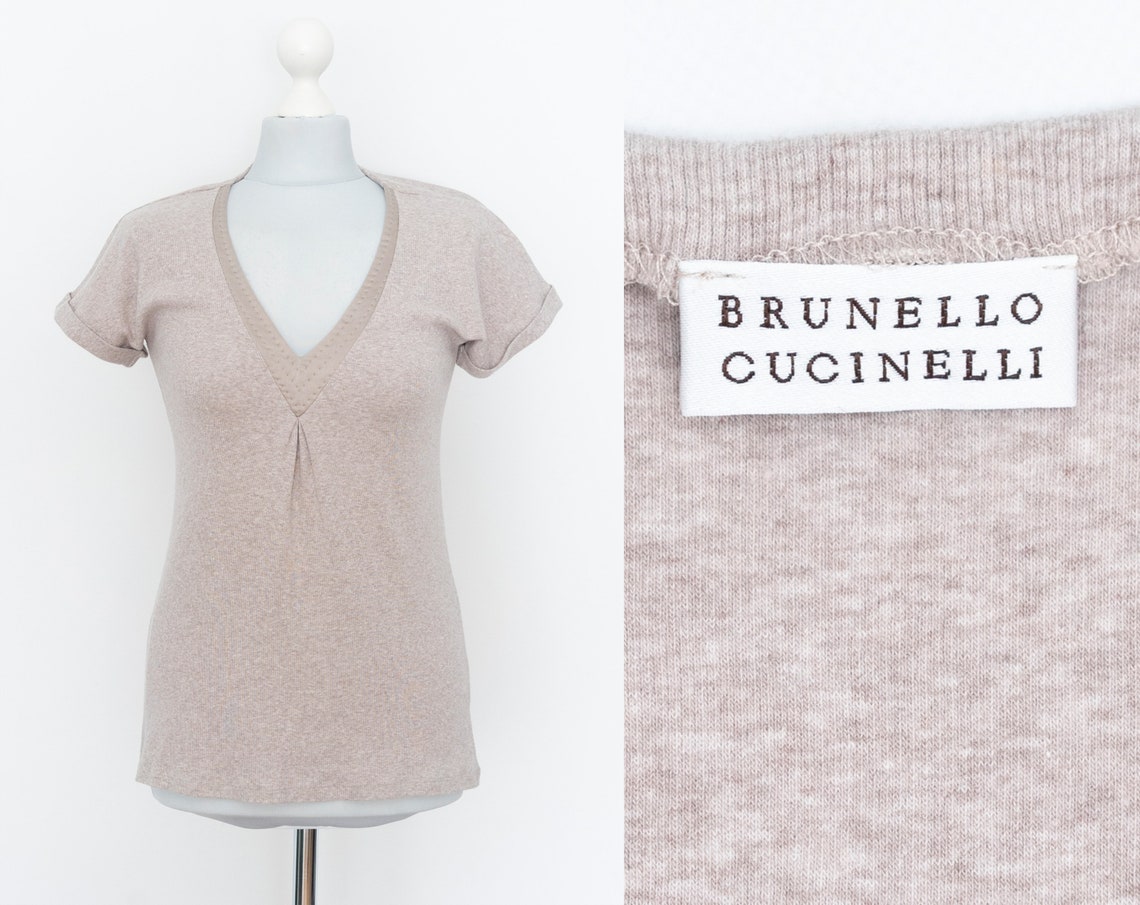 Genuine Brunello Cucinelli Italy Top T-shirt V-neck Luxury | Etsy