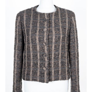 Women&#39;s Daks London Signature Blazer Check Wool Alpaca Linen Tweed Jacket Size S XS UK6