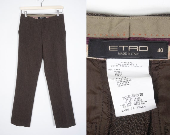 【送料&関税込】Etro Embroidered Wool Blend Pant ETRO Pleated wool and cotton-blend jacquard wide-leg pants