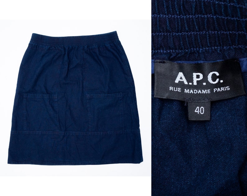 APC Skirt Navy Blue Jean Denim Front Pockets Front Pockets Size 40 L