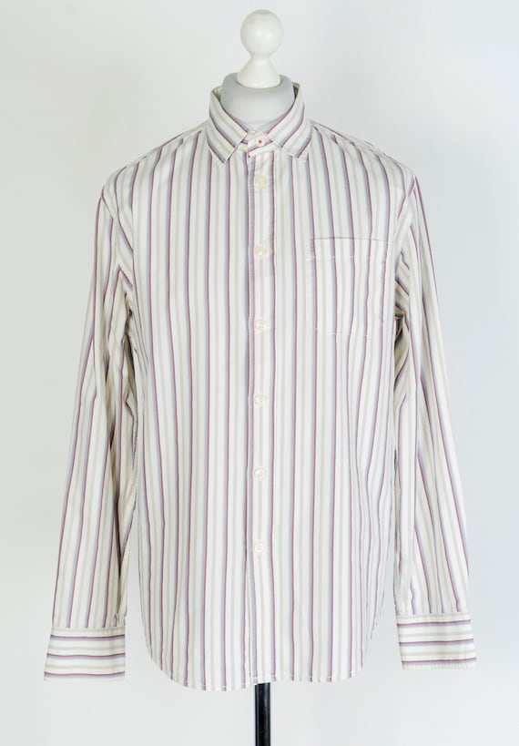 Nigel Cabourn Shirt Utility Striped Size M Cotton Long Sleeve 
