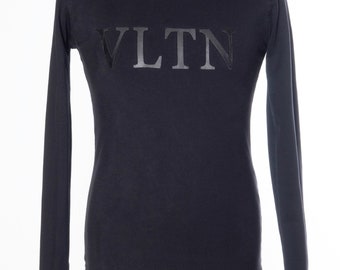 Valentino VLTN Men's S Jumper Leather-Logo Cotton Sweatshirt Black