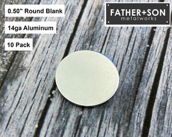 0.50" Round Blank - 14ga Aluminum - 10 Pack - Metal Stamping Blanks