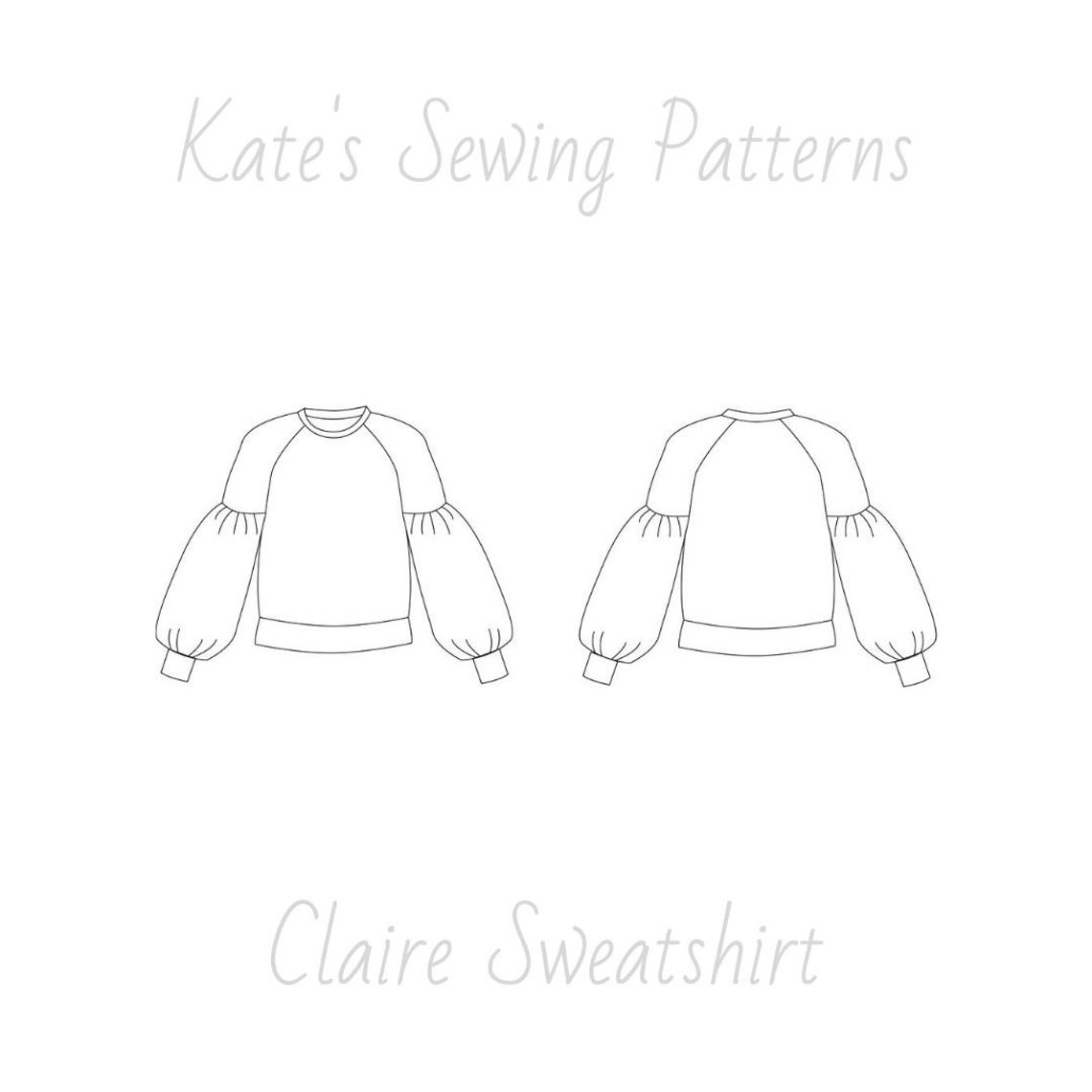 Puffy sleeves sweatshirt PDF sewing pattern | Etsy