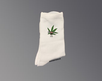 9 High Socks Athletic Cotton Compression Socks Breathable Stockings for Party Work 143 Running Girls Boys High Thigh Socks white-marijuana weed Cannabis leaves