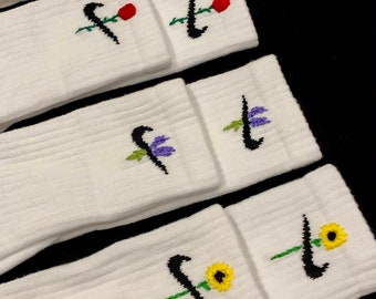 Hand Embroidered Lavender Nike Socks,Everyday Crew/Ankle Socks,Pastel Socks, For Sneakers,Cute Gift Idea,Aesthetic Socks, Customised Socks