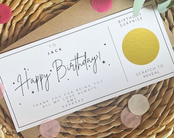 Personalised Birthday Scratch Card Gift Voucher/Birthday/Special/Surprise/NOT for Christmas purchase