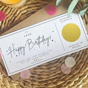 Personalised Birthday Scratch Card Gift Voucher/Birthday/Special/Surprise/NOT for Christmas purchase