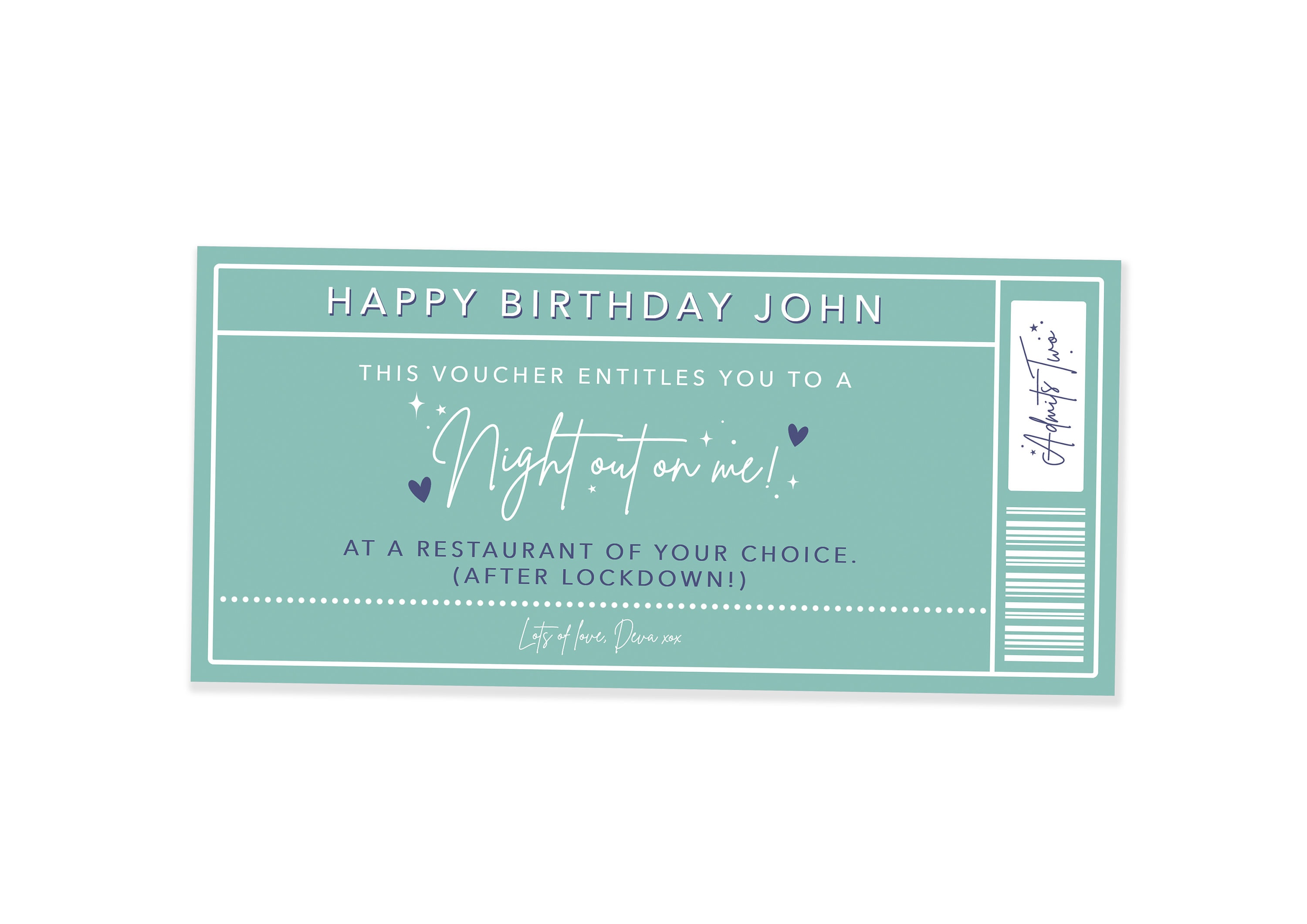Personalised Gift Voucher Ticket Personalised Voucher Etsy UK