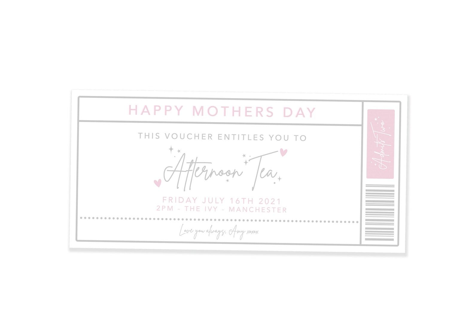 Personalised Gift Voucher Ticket Personalised Voucher Etsy UK