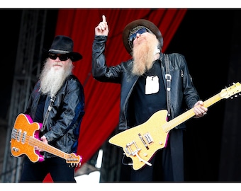 ZZ TOP (1) Dusty Hill and Billy Gibbons, Original Photo Print, Classic Rock Print, 70s 80s rock band print, classic rock wall art