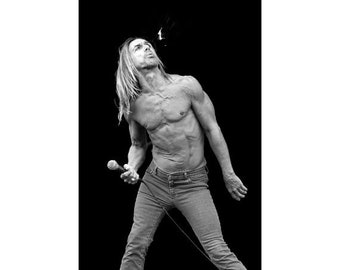 Iggy Pop Photo Print, Punk Rock Print, Iggy and the Stooges, Original black & white print signed by Photographer
