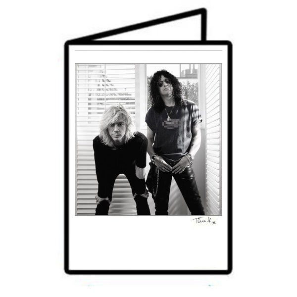 Slash & Duff Guns n Roses Hand Printed GREETING CARD, GNR, Velvet Revolver, Hard Rock Birthday Card Signed by Photographer