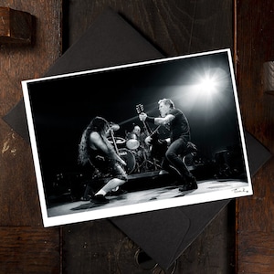METALLICA-wenskaart, Robert Lars en James, originele A6-fotoprint, heavy metal, hardrock, thrash meta, verjaardagskaart metalfan