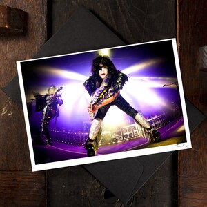 Carte de voeux KISS Paul Stanley, impression photo A6, Heavy Rock, Hard Rock, carte d'anniversaire en métal glam, signée par le photographe