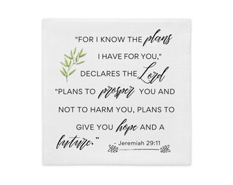 Jeremiah 29 Pillowcase Scripture pillow case For I know the plans I have for you Gift Jeremiah Bible Verse Home Decor