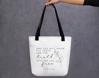 Borsa tote con versetto biblico Giovanni 8:32 Borsa cristiana delle Scritture bibliche