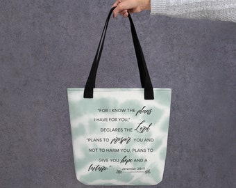 Scripture Tote bag - Jeremiah 29:11 Christian Scripture Book Bag