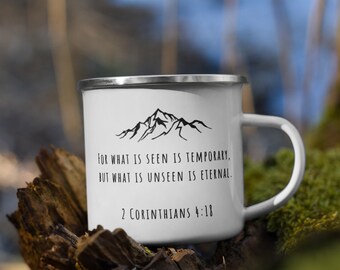 Tazza da esterno Scrittura 2 Corinzi 4:18 Tazza Tazza da caffè Tazza durevole per le Scritture Tazza da campo per le Scritture Tazza da caffè