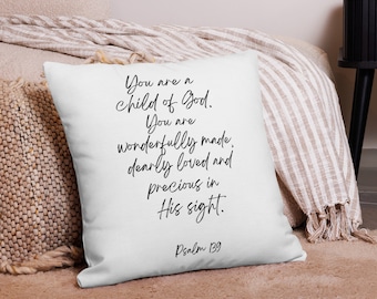 Cuscino per bambini Tu sei un figlio di Dio Federa per cuscino Salmo 139 Nursery Pillow Scrittura Baby Gift Bible Verse Federa Nursery Decor