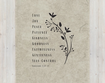 Galatians 5:22-23 Throw Scripture Blanket Fruit of the Spirit Throw Love Joy Peace Patience Kindness Goodness Faithfulness Gentleness
