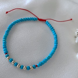 Turquoise Beaded Bracelet with Gold-filled Accent Beads | BTS inspired Jimin Bracelet | Adjustable Bracelet
