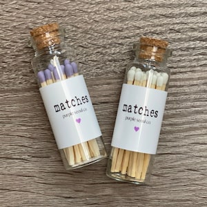 Safety Matches Mini Apothecary Jar | Matches and Striker | Match Holder | Safety Matches in a Bottle | Decorative Matches | Glass Vial