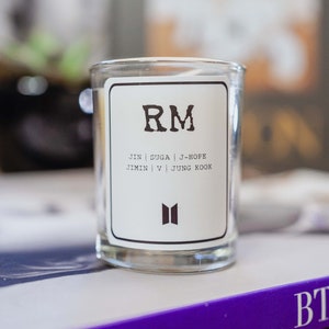 BTS RM Candle | BTS Namjoon Candle, 2oz, 3&quot;H x 2&quot;W | bts candle