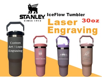 Stanley IceFlow Flip Straw Bottle, Personalized Stainless Steel Tumbler 30oz, Laser Engraved Travel Cup , Gift for Best Friend, best for Gym