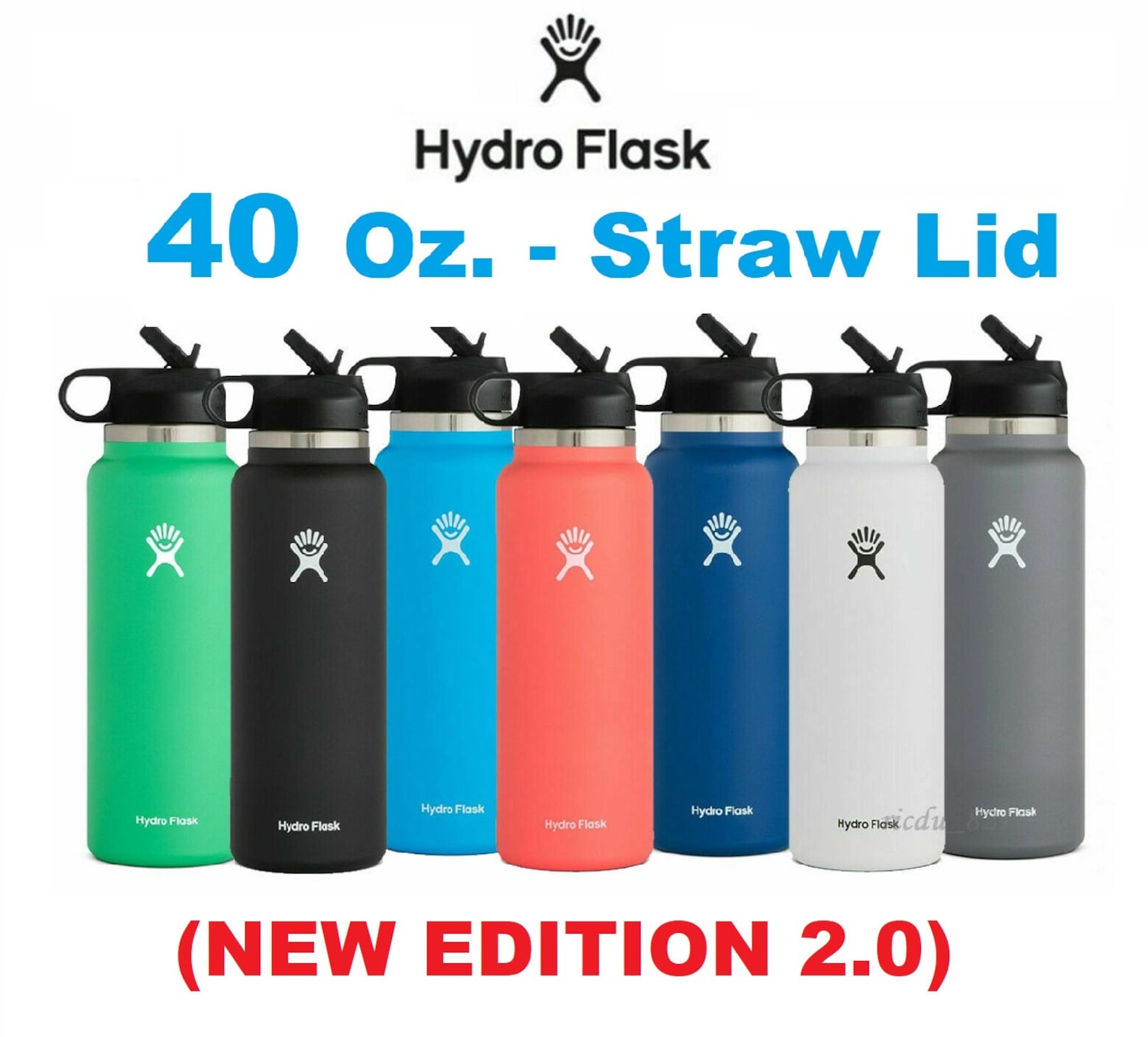 Hydro Flask Stainless Steel Water Bottle Thermos Straw Lid Etsy