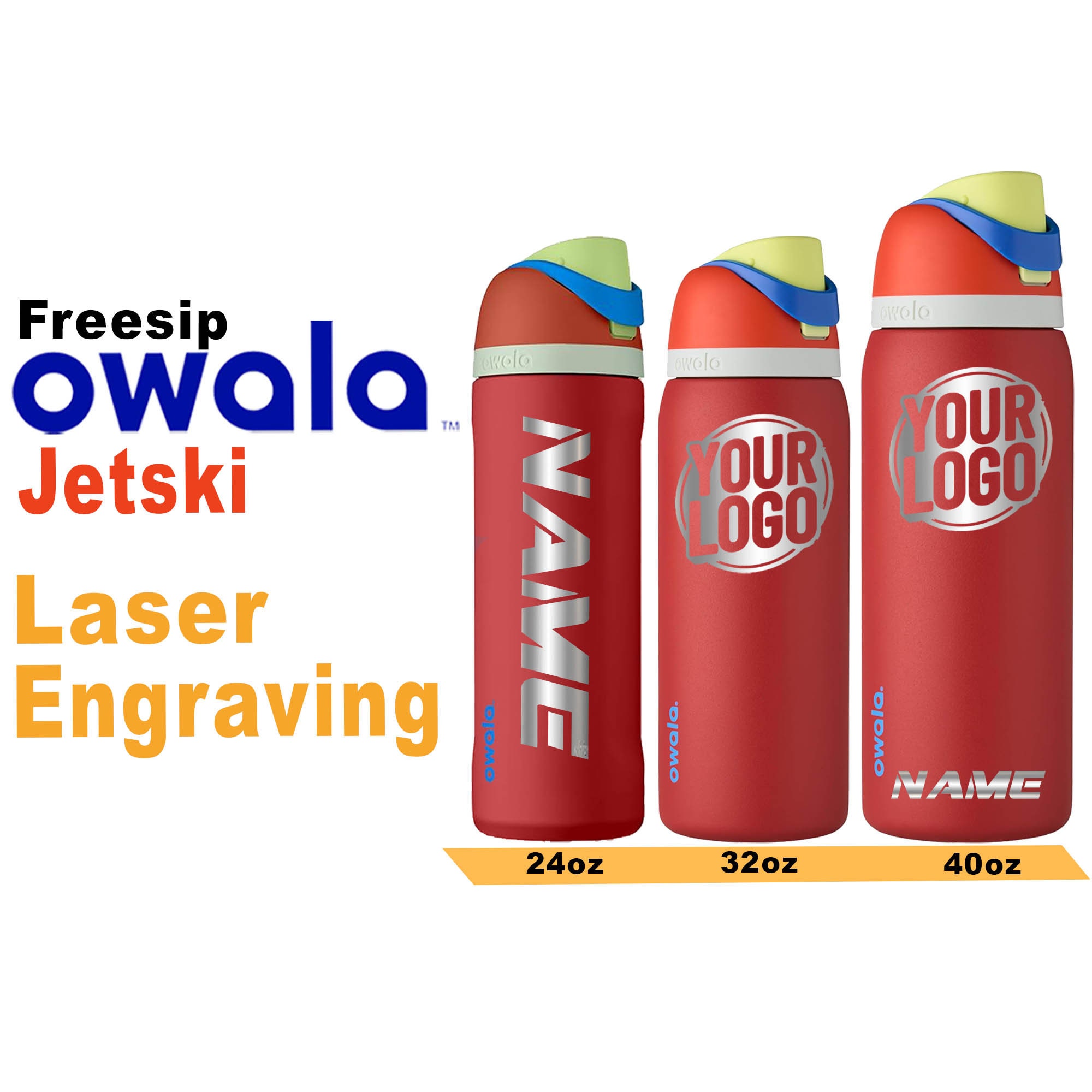 Owala FreeSip Stainless Steel Water Bottle / 32oz / Color: Jetski
