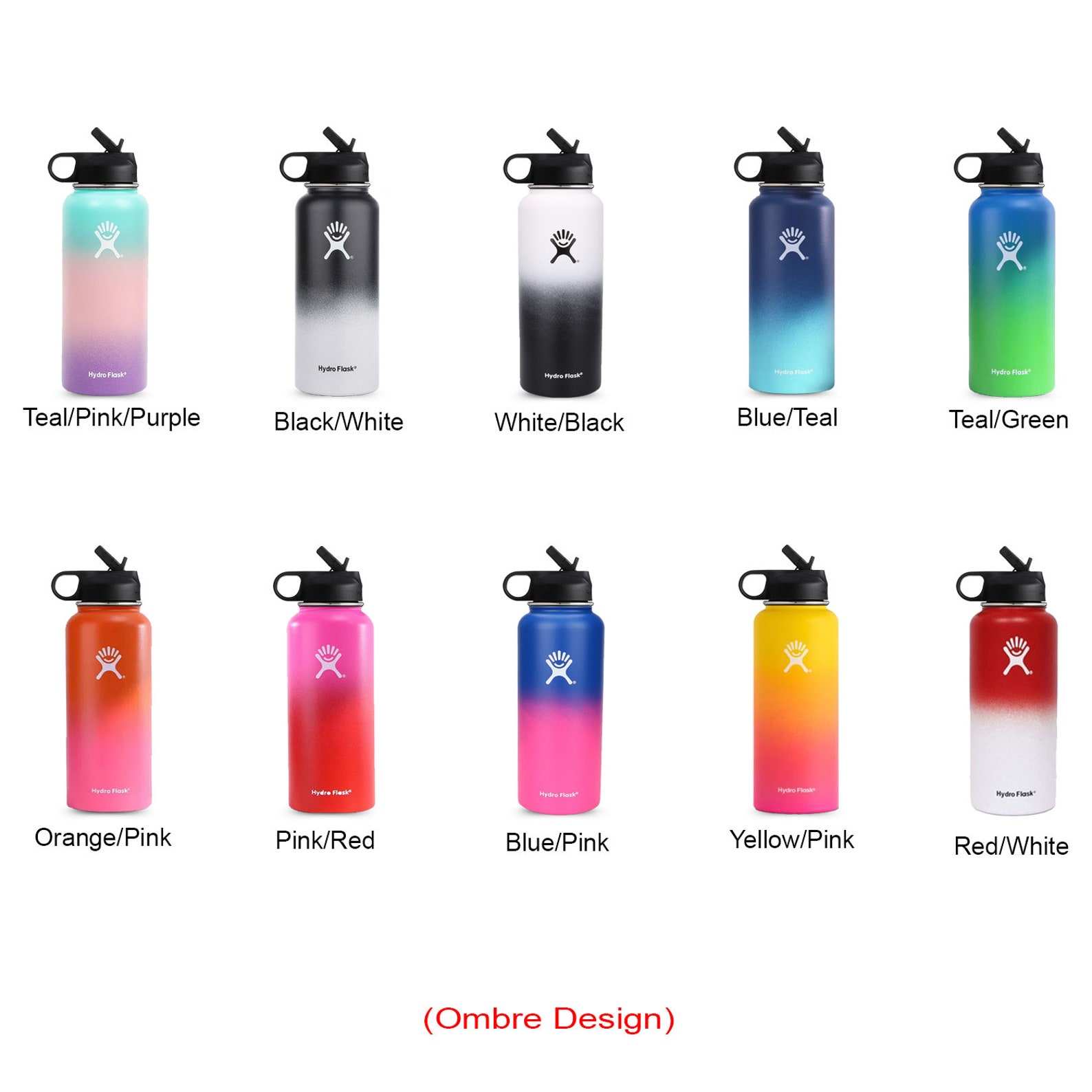 Ombre Hydro Flask Blue Pink 32oz and 40oz Laser Engraved Etsy