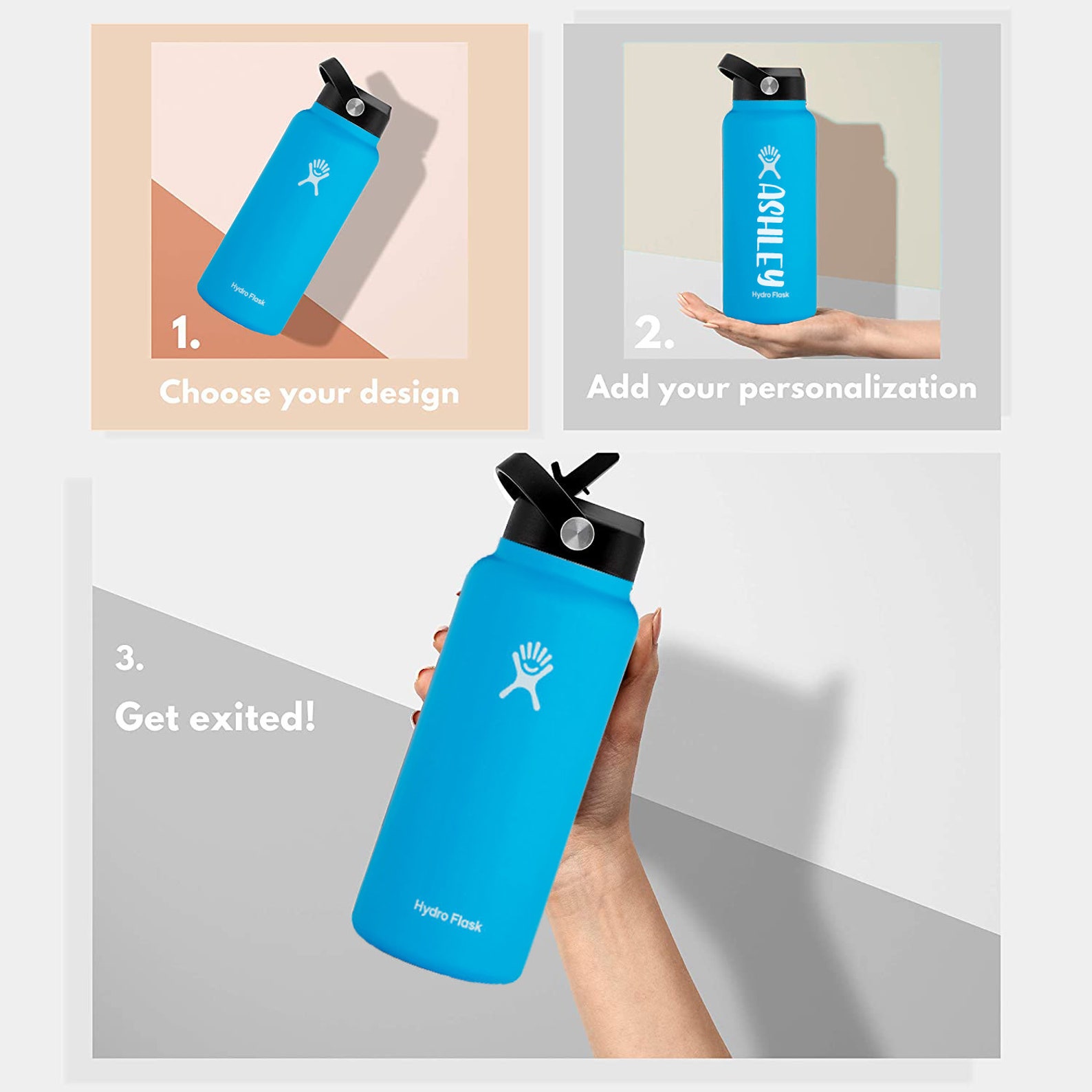 Hydro Flask Light Pink 1.0 Design 32oz and 40oz Custom Hydro Etsy