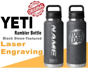 Personalized Black Stone-Textured Color YETI Rambler Stainless Steel Bottle,Insulated Custom Bottle, Laser Engraved Bottle in Different Size