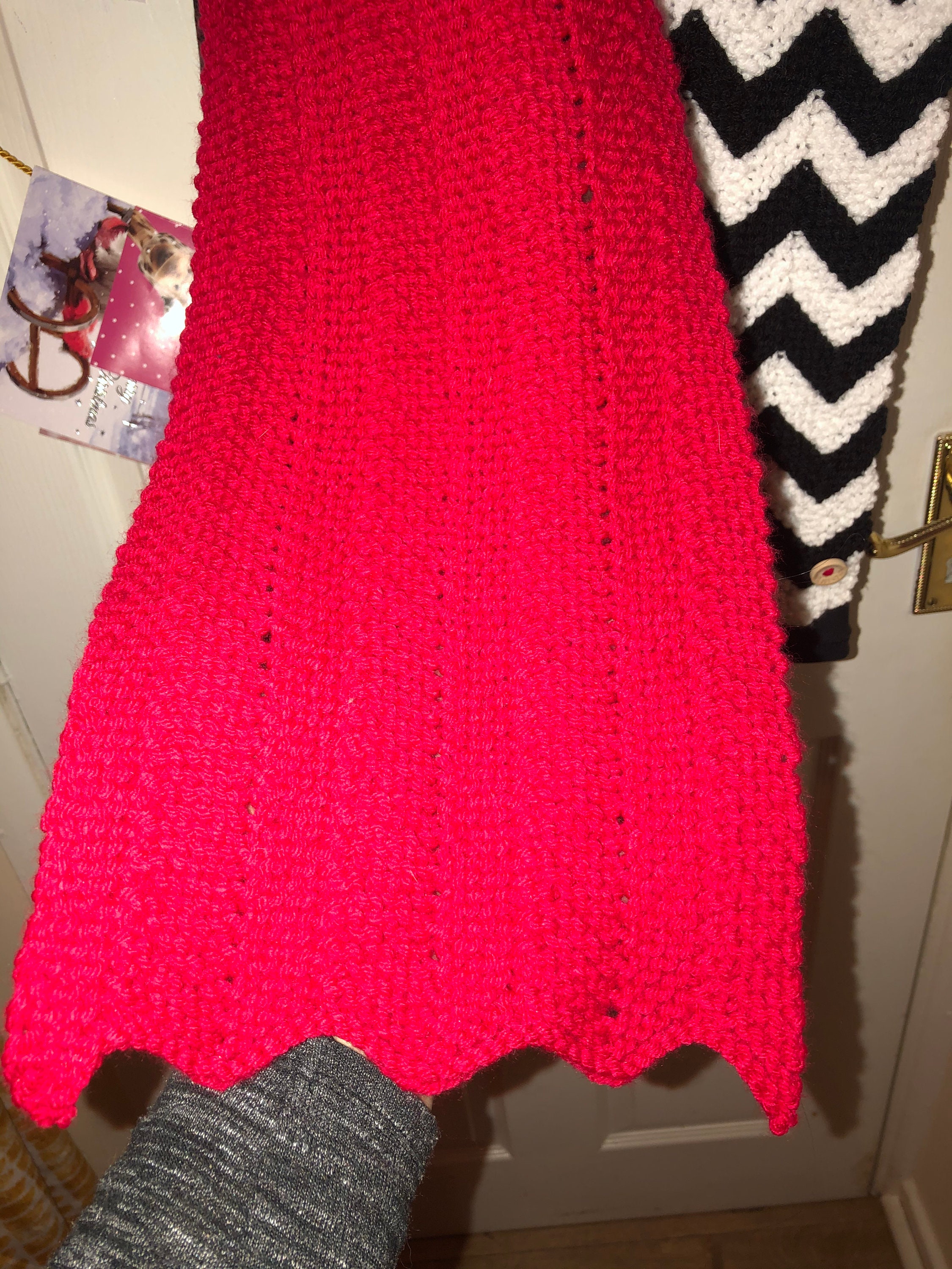 Twin peaks hand knit chevron scarf Etsy