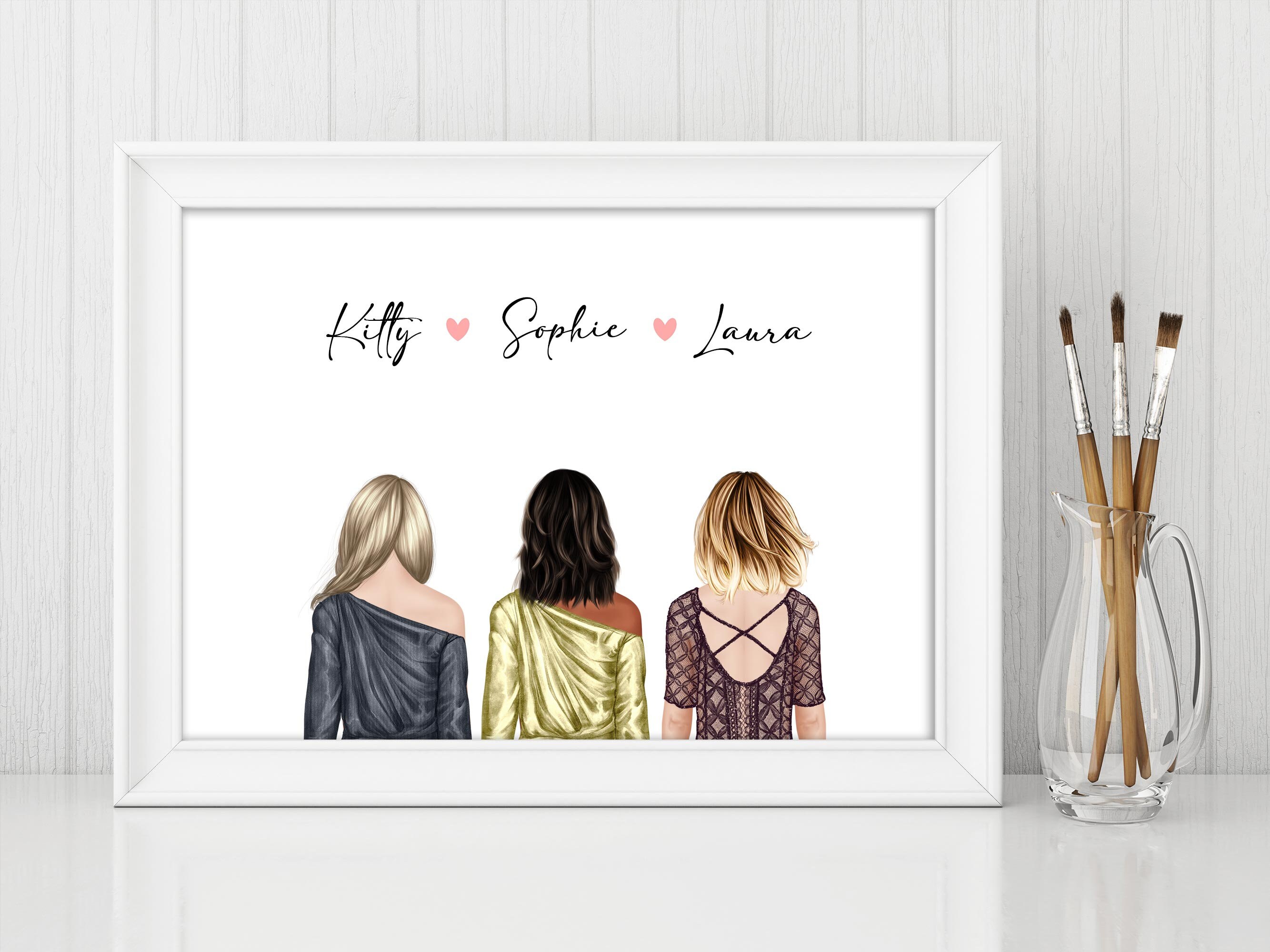 Best Friend Print Personalised friendship portrait Custom Etsy