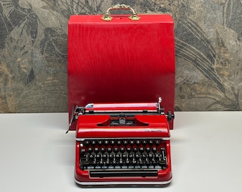 Olympia SM3 Red Typewriter | Vintage Portable with Case