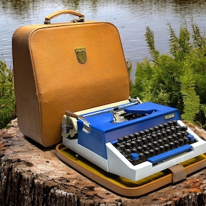 Erika Blue Typewriter - Vintage Manual Typewriter | Retro Decor | Fully Functional, Perfect Gift for Writers and Collectors
