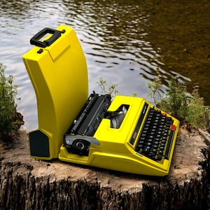Brother Yellow Typewriter - Vintage Manual Typewriter | Retro Decor | Fully Functional, Unique Gift for Writers and Collectors