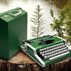Olympia Traveller Green Typewriter with White Keys - Rare Vintage Manual Typewriter | Fully Functional, Unique Collectible for Writers