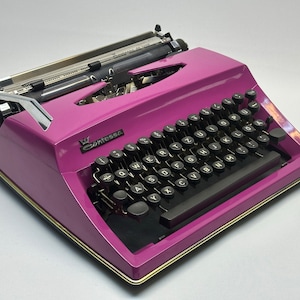 Rare Gem! Purple Adler Contessa Typewriter with Black Case & QWERTZ Keyboard - German Made