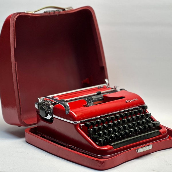 Rare! Olympia SM3 Typewriter - Red with Matching Bag - Antique Typewriter - Working Typewriter