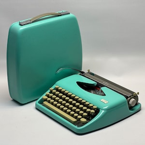 Adler Tippa Schreibmaschine - QWERTZ Tastatur, Creme Tasten - Antituq Typewriter - Turquoise Typewrtiter