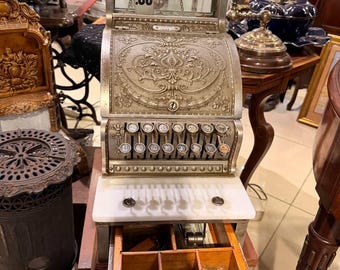 Antique National Cash Register Brass Ornate Till, Vintage NCR Register, Victorian Store Decor, Collectible Cash Register Display